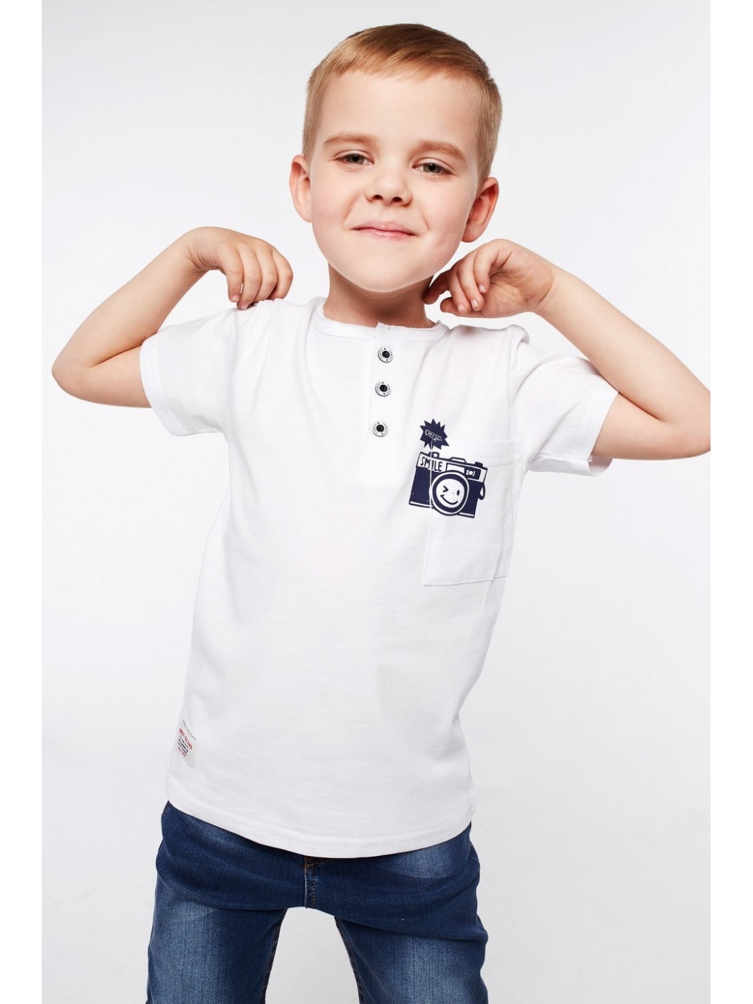 Jungen-T-Shirt mit weißen Knöpfen NDZ4482 – Online-Shop – Boutique